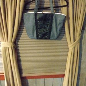 Victoria’s Secret Denim & Satin Lace Up Tote